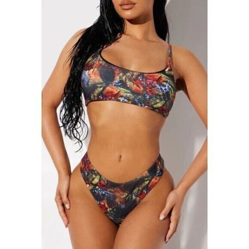 Bandeau High Cut Leg 2 Piece Bikini Size M RefM035 - Picture 2 of 7